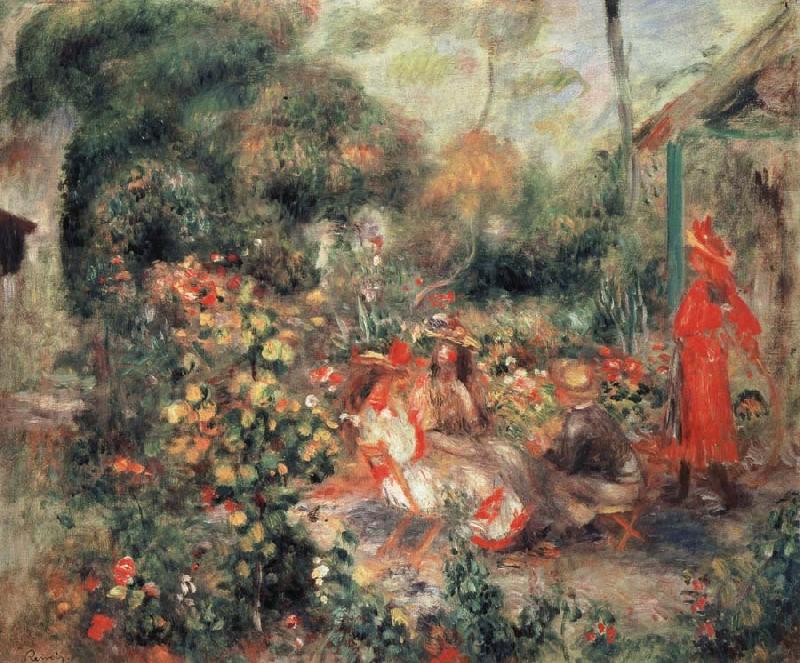 Pierre Renoir Young Girls in a  Garden in Montmartre